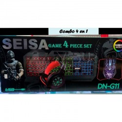 Combo - Kit Gamer SEISA DN-G11 Teclado + Mouse + Audífonos + Mouse pad