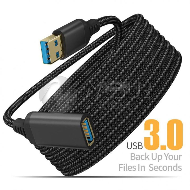 Cable USB Tipo A 3.0, extensión 2 m, macho a hembra, enmallado