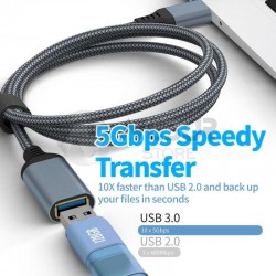 Cable USB Tipo A 3.0, extensión 2 m, macho a hembra, enmallado