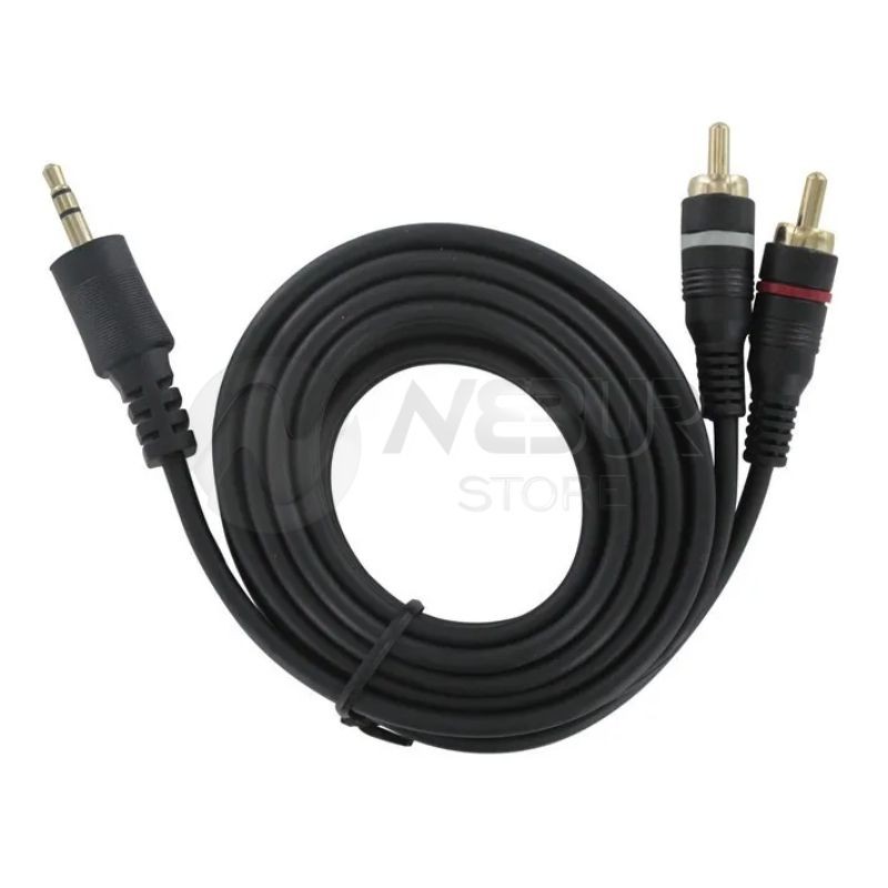 Cable audio VOYZ PS-209 de 1 jack 3.5 mm a 2 RCA, 1.8 m, conector dorado
