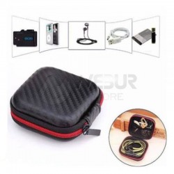 Estuche rígido para audífonos, cables, USB