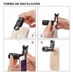 Telescopio monocular para lente de celular zoom 8x