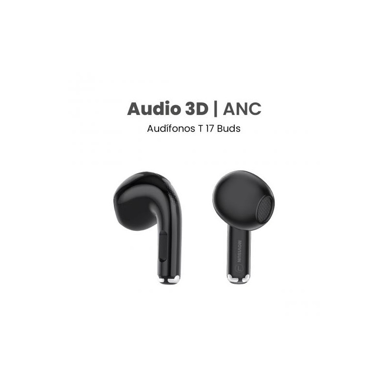 Audífonos Bluetooth MOVISUN T17 Buds negro con ANC y sonido 3D
