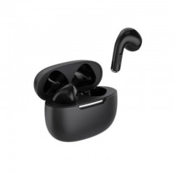 Audífonos Bluetooth MOVISUN T17 Negro con estuche de carga abierto