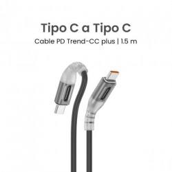 Cable USB-C a USB-C MOVISUN Trend-CC Plus 1.5m con carga rápida PD 60W – Vista frontal