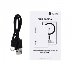 ALT: Powerbank TEROS TE-7056D 10000 mAh cable de carga tipo C y manual